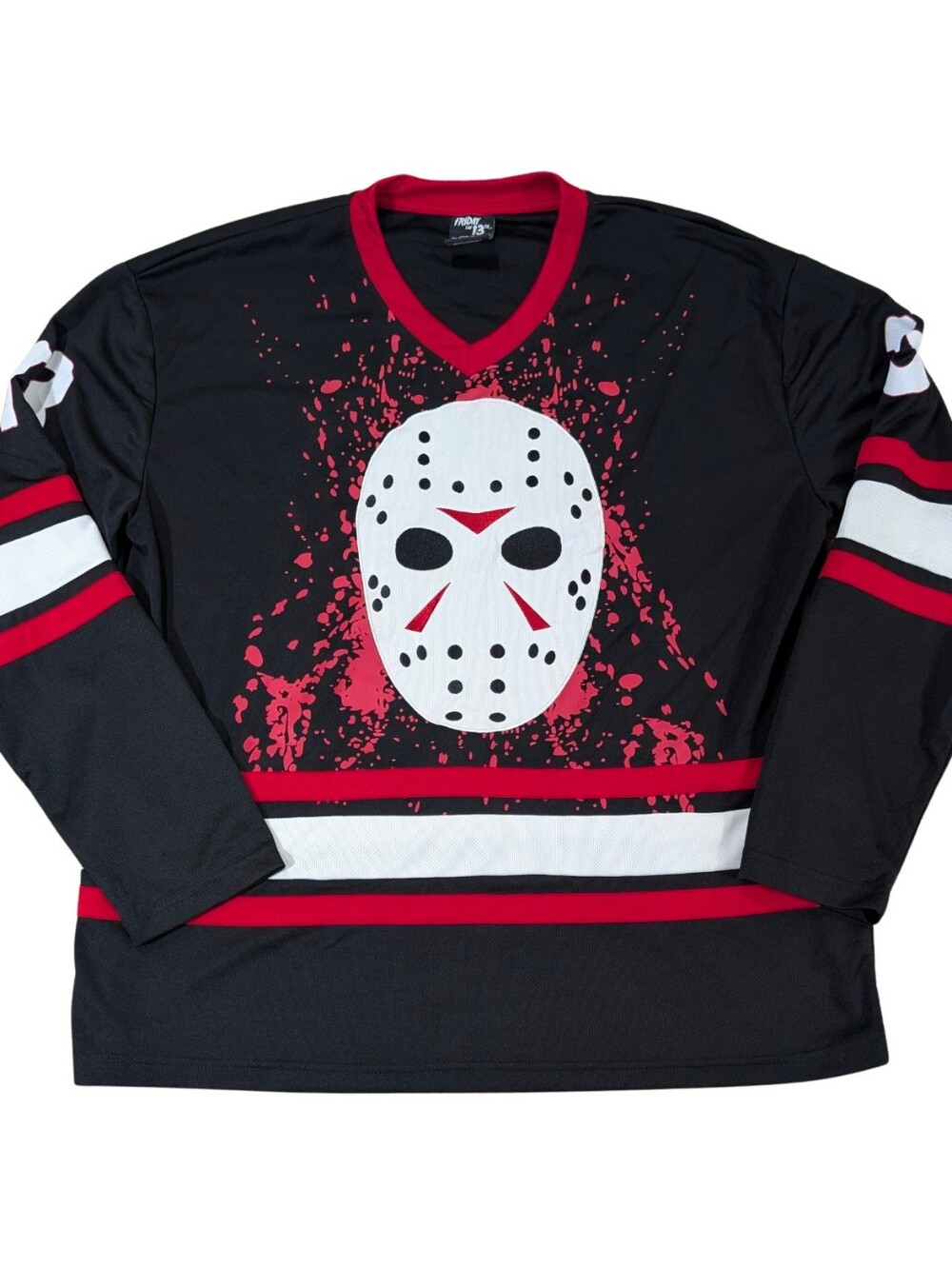 Friday The 13th Jason Voorhees #13 Hockey Jersey Shirt Black Red Size XL